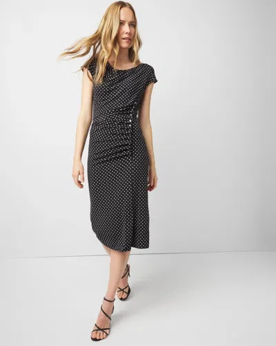 White House Black Market Shirred Midi Dress In Grove Dot Black