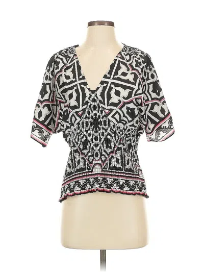 Pre-owned White House Black Market Short Sleeve Blouse In Black