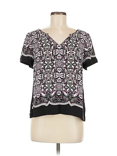 Pre-owned White House Black Market Short Sleeve Blouse In Black
