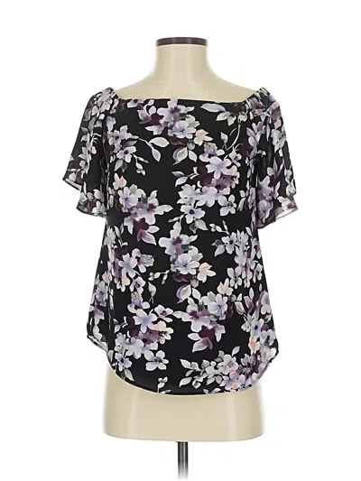 Pre-owned White House Black Market Short Sleeve Blouse In Black