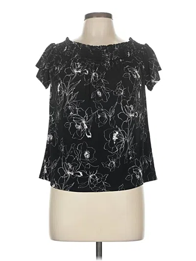 White House Black Market Short Sleeve Blouse In Black