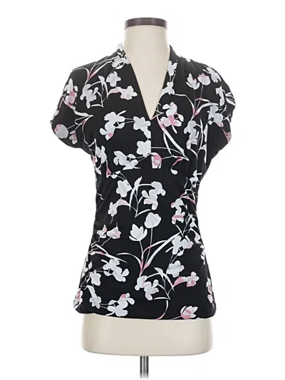 Pre-owned White House Black Market Short Sleeve Blouse In Black