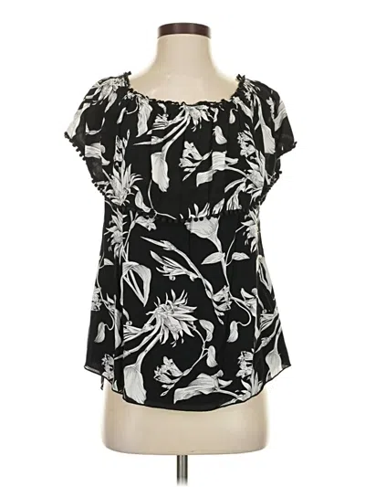 Pre-owned White House Black Market Short Sleeve Blouse In Black