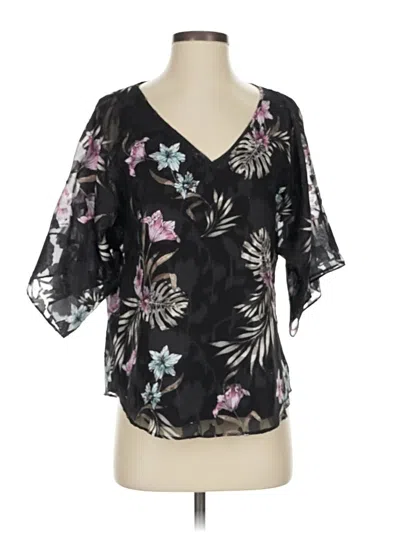Pre-owned White House Black Market Short Sleeve Blouse In Black