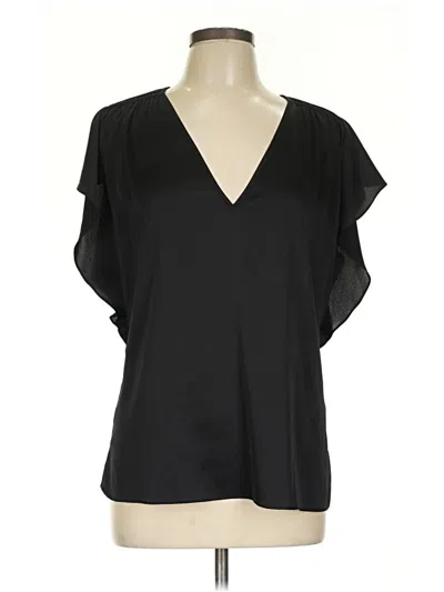 Pre-owned White House Black Market Short Sleeve Blouse In Black