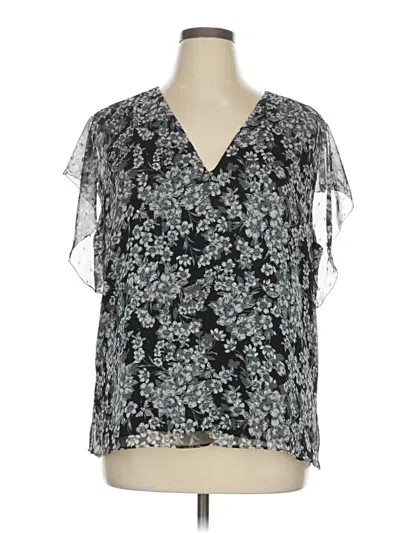 Pre-owned White House Black Market Short Sleeve Blouse In Black