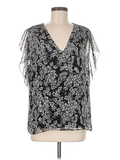 Pre-owned White House Black Market Short Sleeve Blouse In Black
