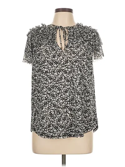 Pre-owned White House Black Market Short Sleeve Blouse In Black