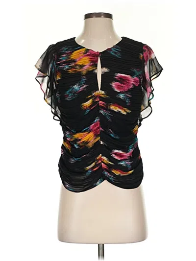 Pre-owned White House Black Market Short Sleeve Blouse In Black