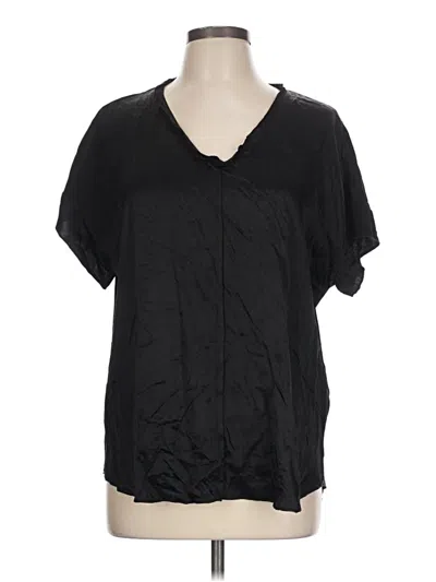 Pre-owned White House Black Market Short Sleeve Blouse In Black