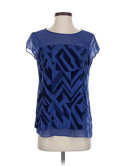 Pre-owned White House Black Market Short Sleeve Blouse In Blue
