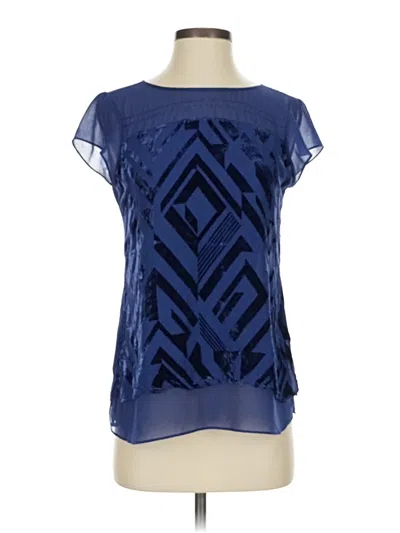 Pre-owned White House Black Market Short Sleeve Blouse In Blue