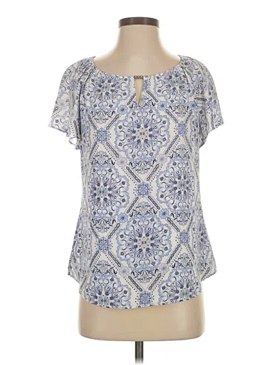 Pre-owned White House Black Market Short Sleeve Blouse In Blue
