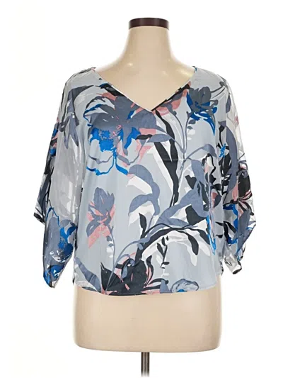 Pre-owned White House Black Market Short Sleeve Blouse In Blue
