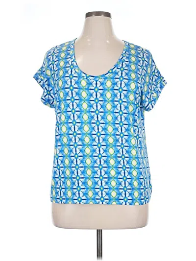 Pre-owned White House Black Market Short Sleeve Blouse In Blue