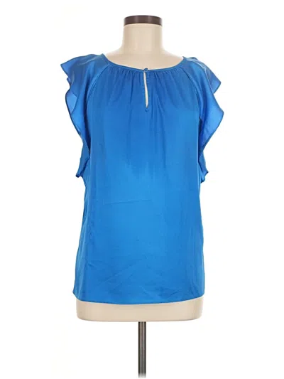 Pre-owned White House Black Market Short Sleeve Blouse In Blue