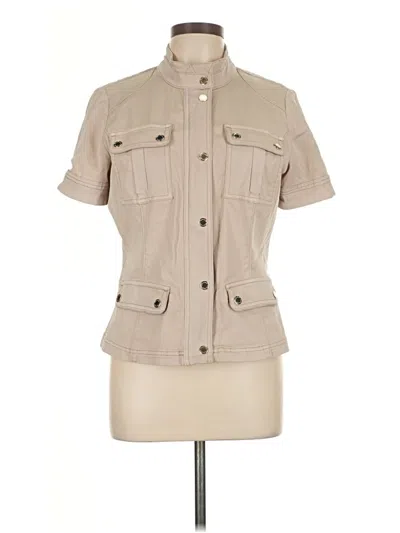 Pre-owned White House Black Market Short Sleeve Blouse In Brown
