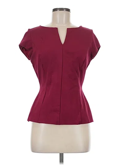Pre-owned White House Black Market Short Sleeve Blouse In Burgundy