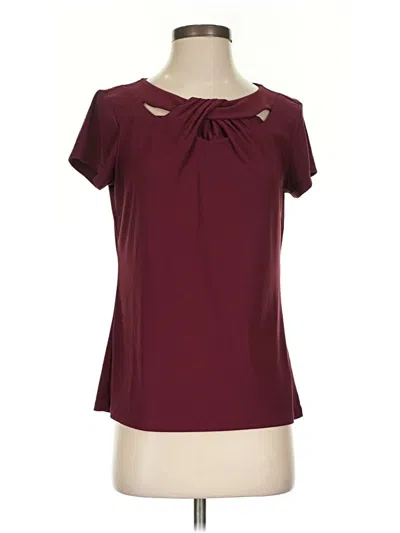 Pre-owned White House Black Market Short Sleeve Blouse In Burgundy