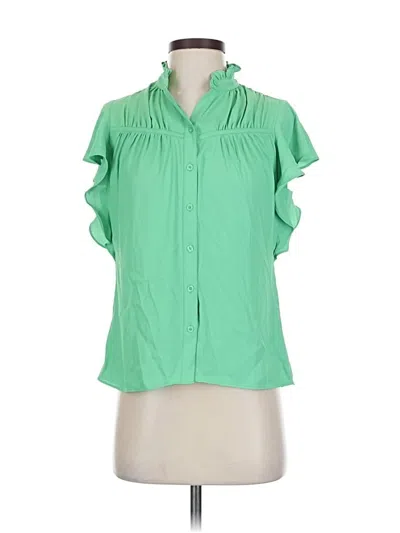 Pre-owned White House Black Market Short Sleeve Blouse In Green