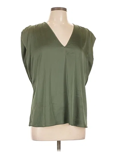 Pre-owned White House Black Market Short Sleeve Blouse In Green