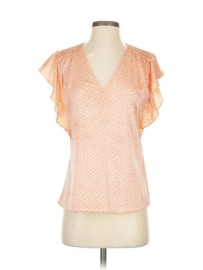 Pre-owned White House Black Market Short Sleeve Blouse In Orange