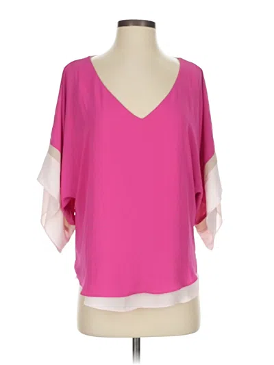 Pre-owned White House Black Market Short Sleeve Blouse In Pink