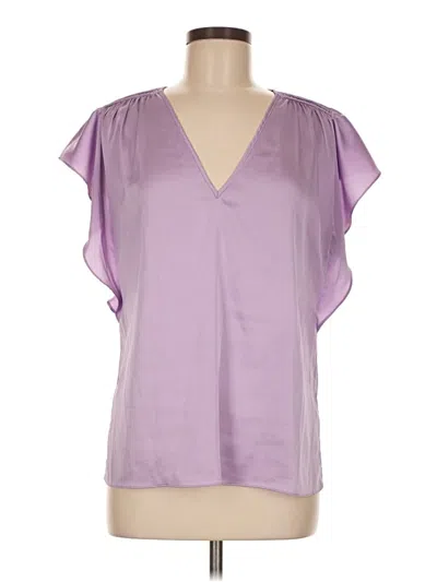 Pre-owned White House Black Market Short Sleeve Blouse In Purple