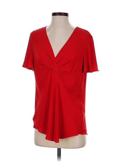 Pre-owned White House Black Market Short Sleeve Blouse In Red