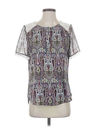 Pre-owned White House Black Market Short Sleeve Blouse In Silver