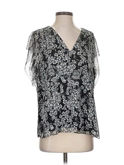 Pre-owned White House Black Market Short Sleeve Blouse In Silver