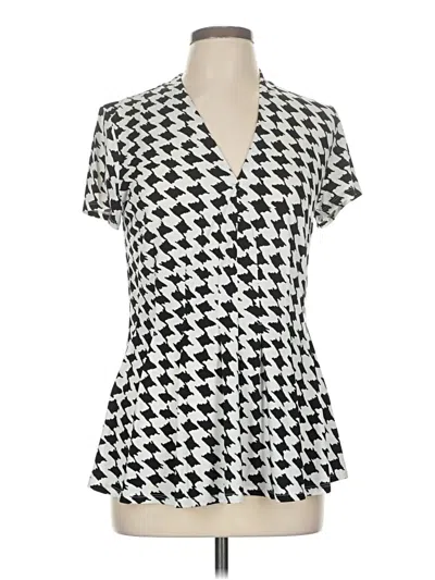 Pre-owned White House Black Market Short Sleeve Blouse In Silver