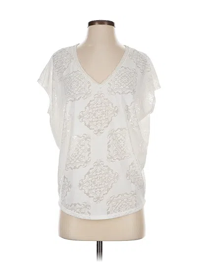 Pre-owned White House Black Market Short Sleeve Blouse In White
