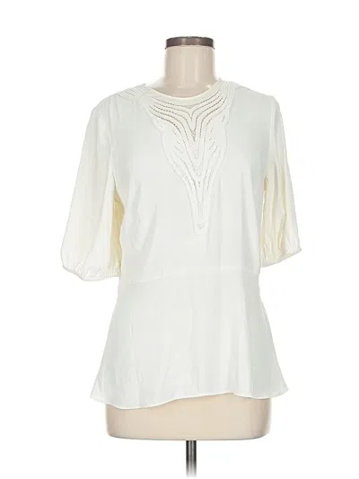Pre-owned White House Black Market Short Sleeve Blouse In White