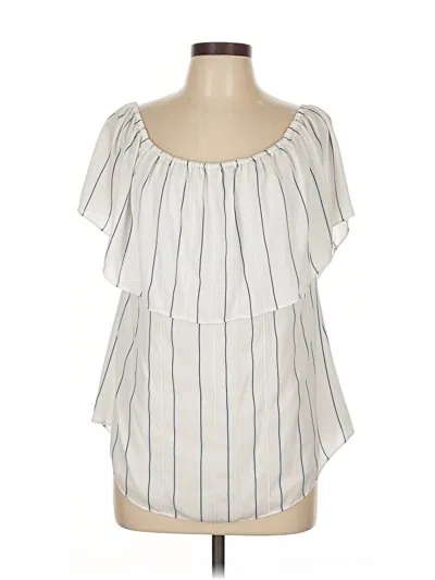 Pre-owned White House Black Market Short Sleeve Blouse In White
