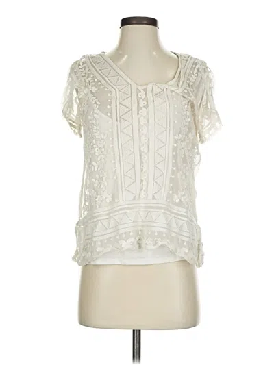 Pre-owned White House Black Market Short Sleeve Blouse In White