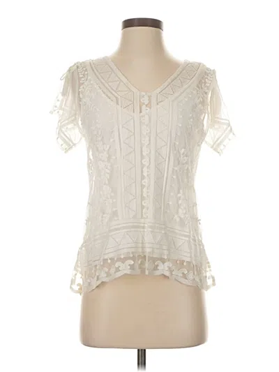 Pre-owned White House Black Market Short Sleeve Blouse In White