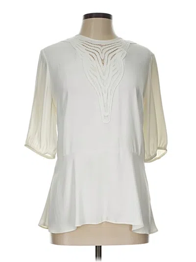 Pre-owned White House Black Market Short Sleeve Blouse In White