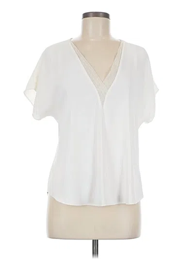 Pre-owned White House Black Market Short Sleeve Blouse In White