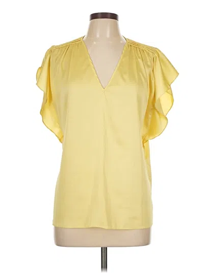 Pre-owned White House Black Market Short Sleeve Blouse In Yellow