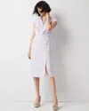 White House Black Market Short Sleeve Button Detail Dress In Lilac