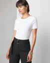 White House Black Market Short Sleeve Button Shoulder Tee In White