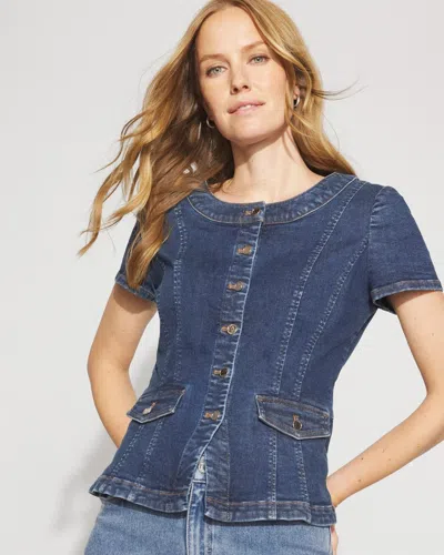 White House Black Market Short-sleeve Peplum Jean Jacket