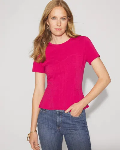 White House Black Market Short Sleeve Seamed Peplum Tee In Pink