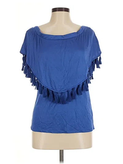 White House Black Market Short Sleeve Top Blue Scoop Neck Tops