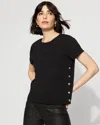 White House Black Market Side Button Tee In Black