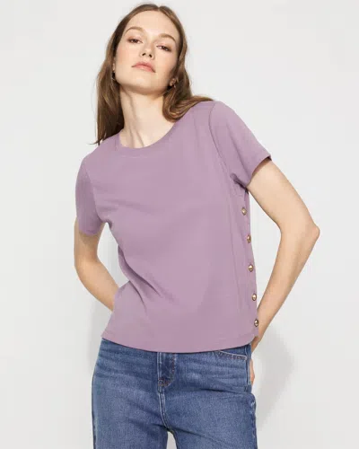 White House Black Market Side Button Tee In Purple