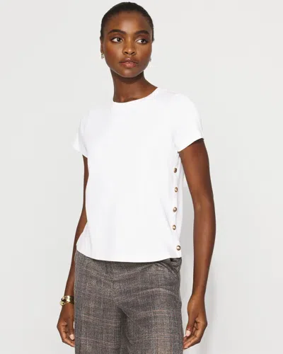 White House Black Market Side Button Tee In White