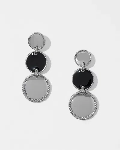 White House Black Market Silver + Black Disc Drop Earrings |  In Silver W/black