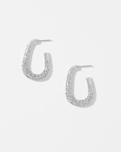 White House Black Market Silver Dusted Pave Hoop Earrings |